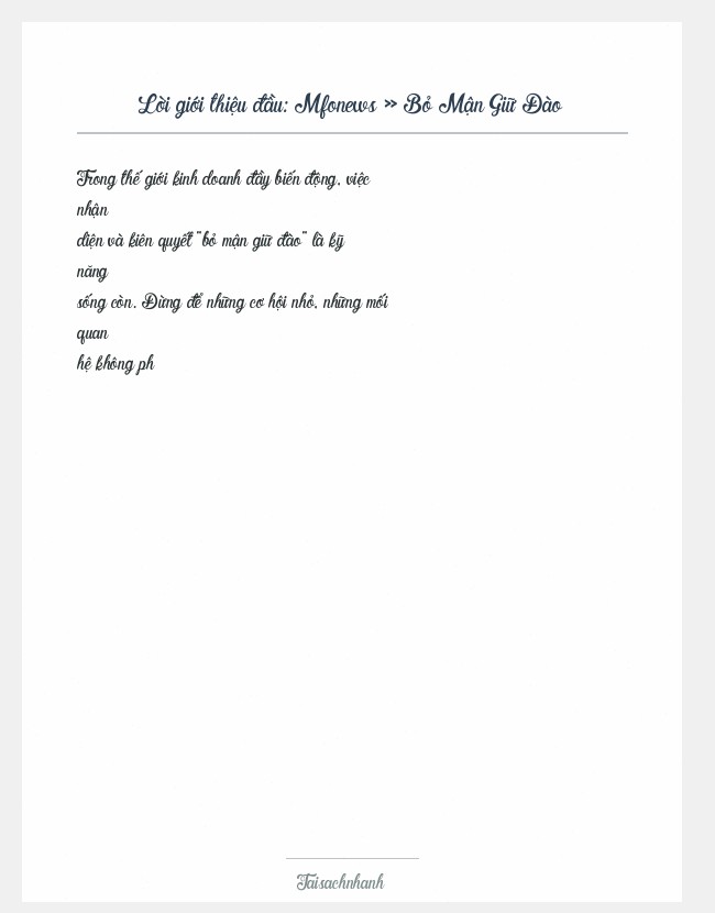 Trích đoạn Mfonews » Bỏ Mận Giữ Đào