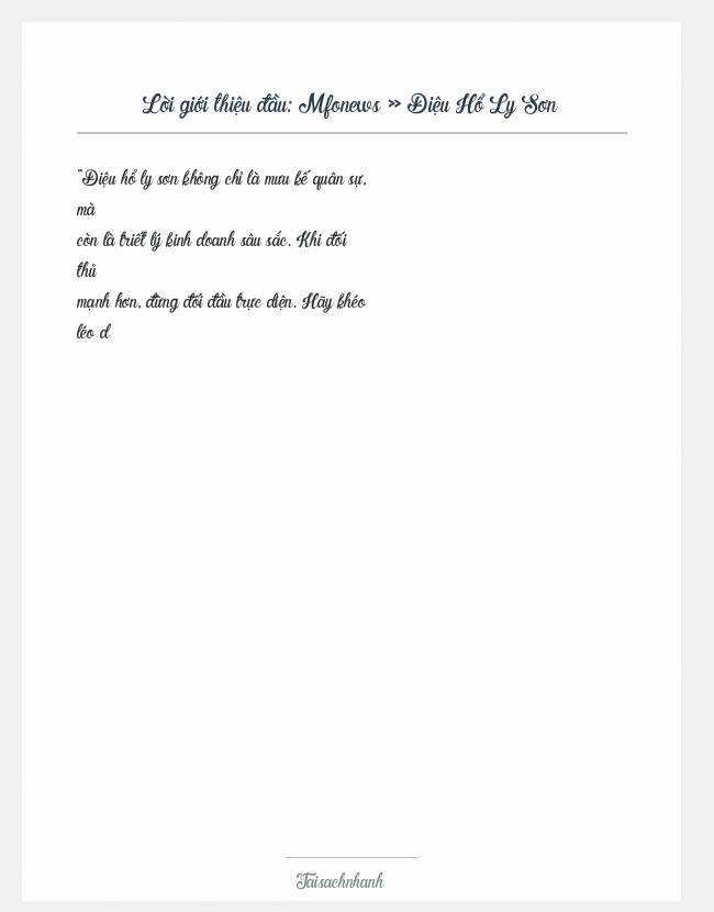 Trích đoạn Mfonews » Điệu Hổ Ly Sơn
