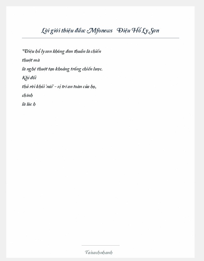 Trích đoạn Mfonews » Điệu Hổ Ly Sơn