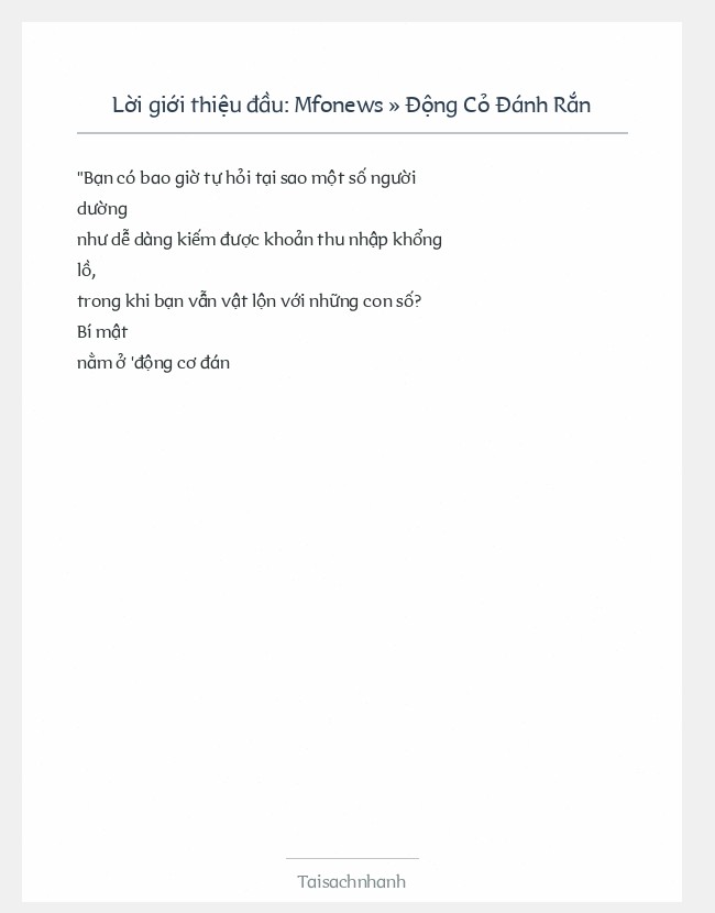 Trích đoạn Mfonews » Động Cỏ Đánh Rắn