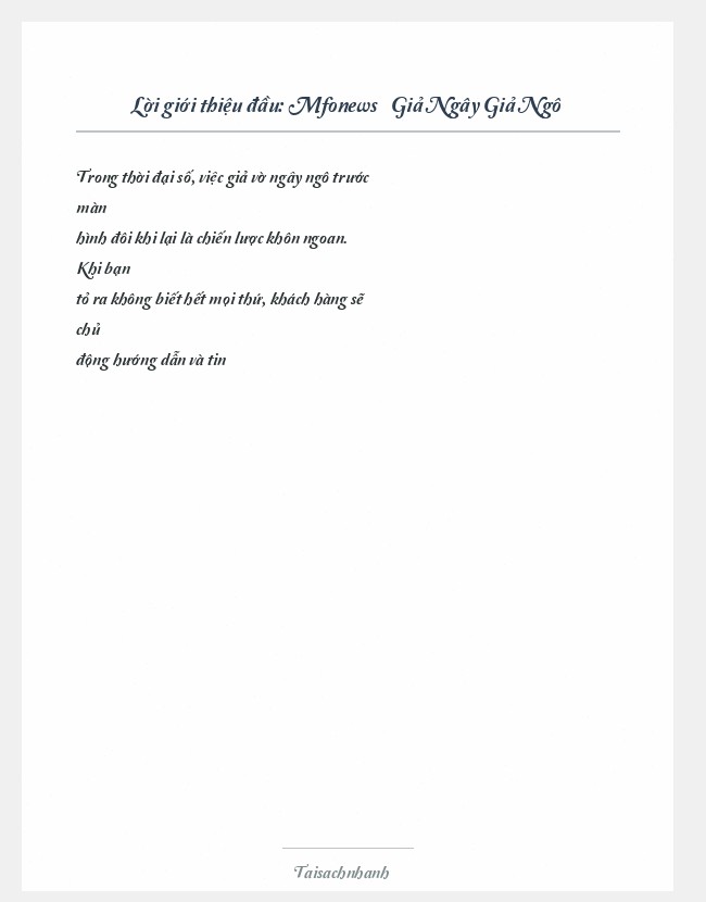 Trích đoạn Mfonews » Giả Ngây Giả Ngô