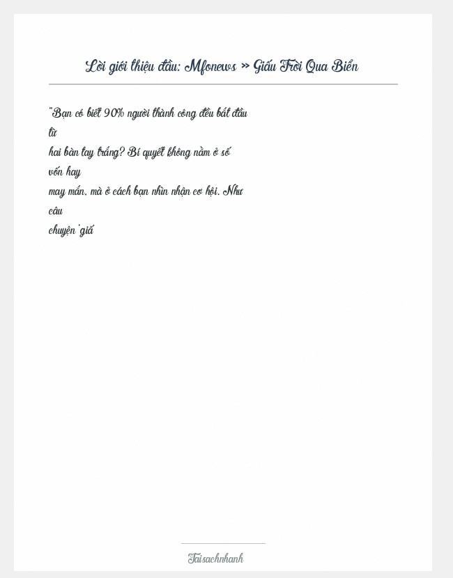 Trích đoạn Mfonews » Giấu Trời Qua Biển