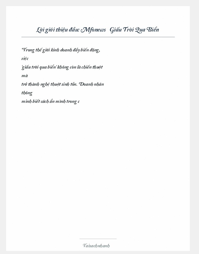 Trích đoạn Mfonews » Giấu Trời Qua Biển