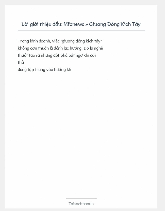 Trích đoạn Mfonews » Giương Đông Kích Tây