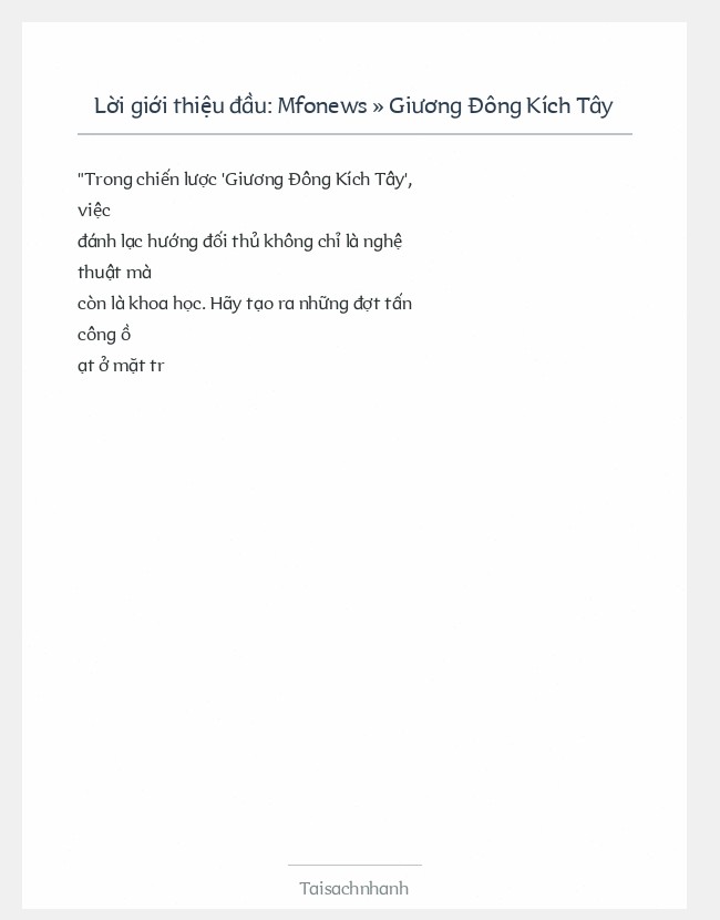 Trích đoạn Mfonews » Giương Đông Kích Tây