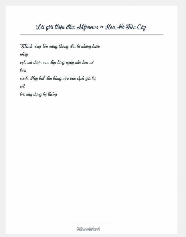 Trích đoạn Mfonews » Hoa Nở Trên Cây