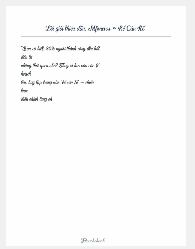 Trích đoạn Mfonews » Kế Cân Kế