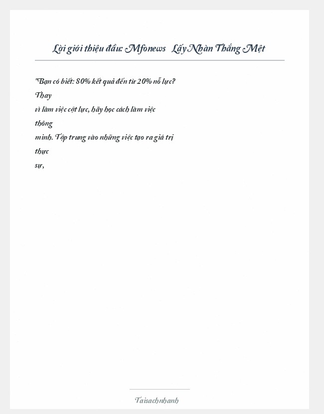 Trích đoạn Mfonews » Lấy Nhàn Thắng Mệt