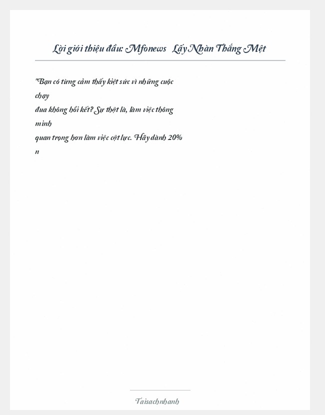 Trích đoạn Mfonews » Lấy Nhàn Thắng Mệt