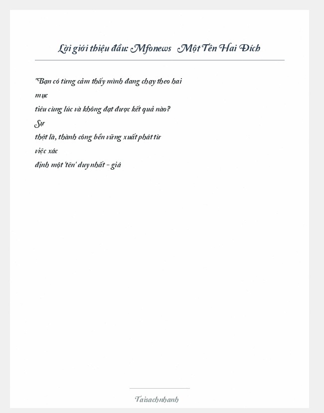 Trích đoạn Mfonews » Một Tên Hai Đích