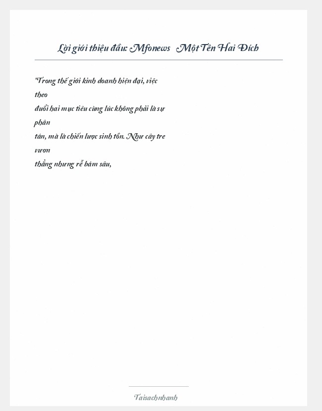 Trích đoạn Mfonews » Một Tên Hai Đích