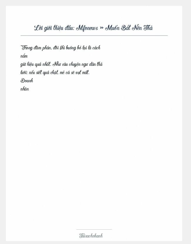 Trích đoạn Mfonews » Muốn Bắt Nên Thả