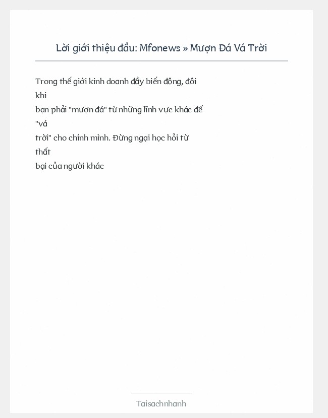 Trích đoạn Mfonews » Mượn Đá Vá Trời