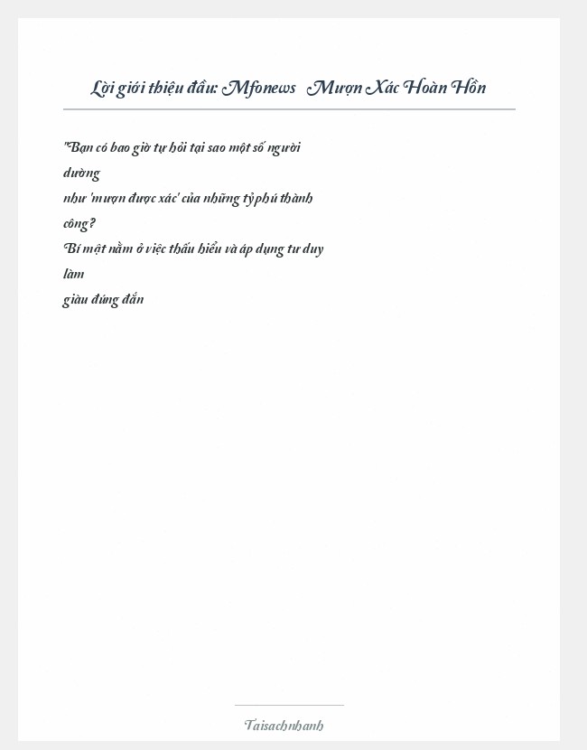 Trích đoạn Mfonews » Mượn Xác Hoàn Hồn