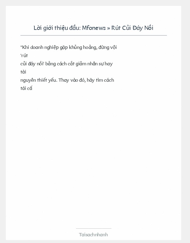 Trích đoạn Mfonews » Rút Củi Đáy Nồi