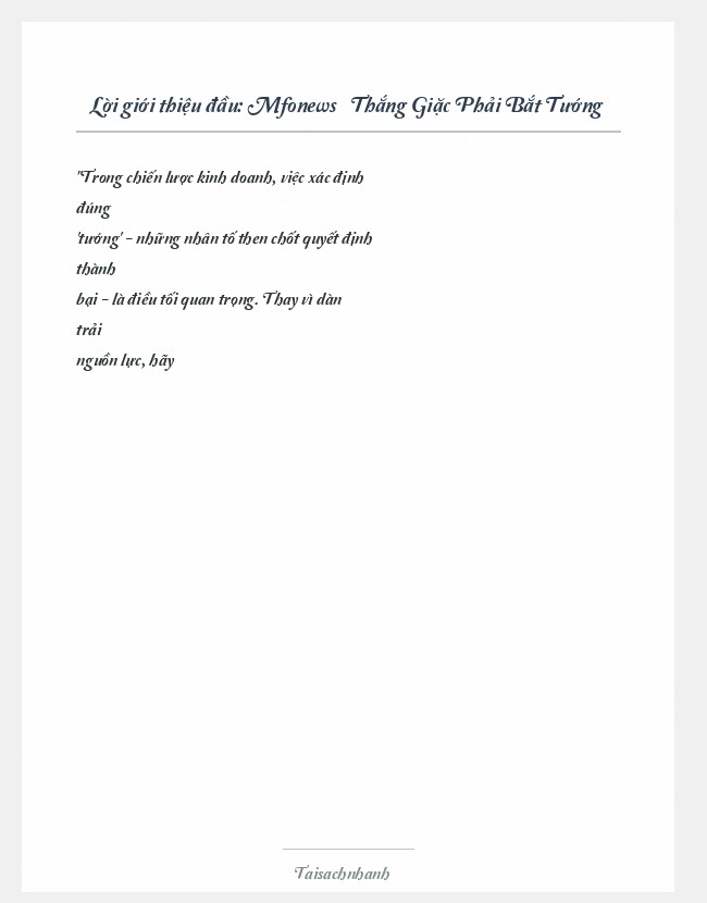 Trích đoạn Mfonews » Thắng Giặc Phải Bắt Tướng