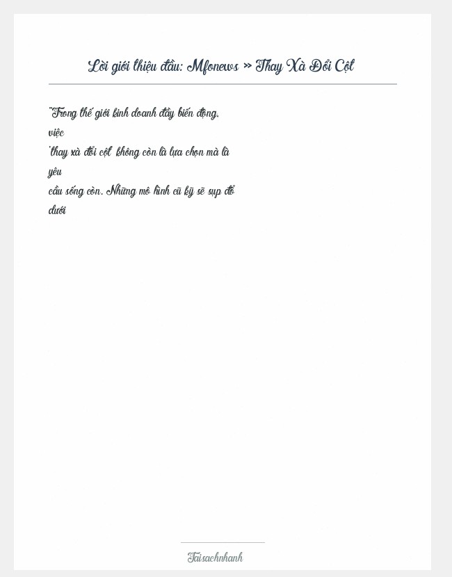 Trích đoạn Mfonews » Thay Xà Đổi Cột