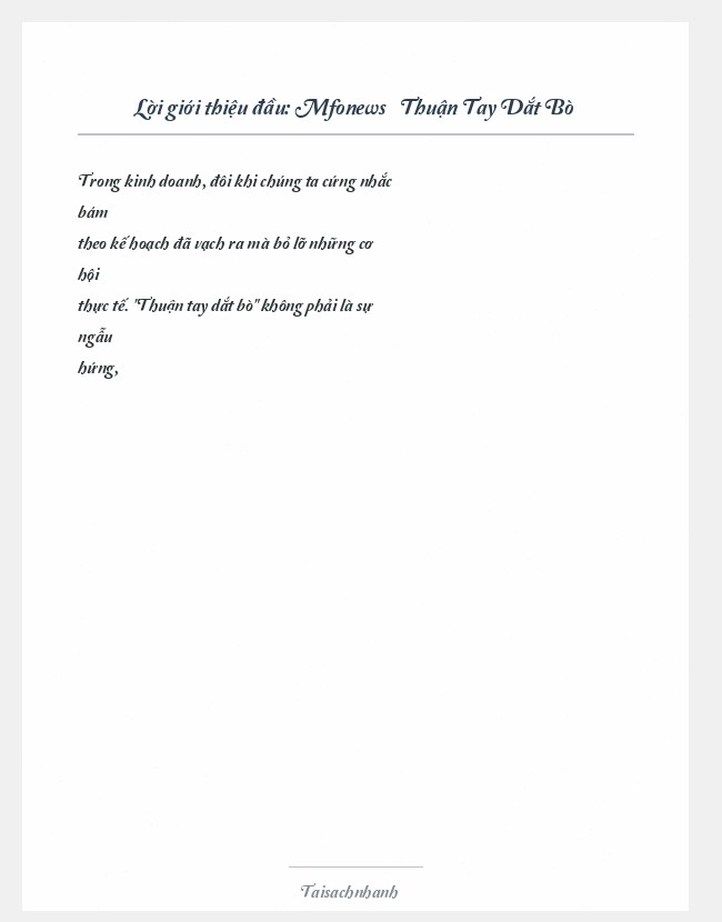 Trích đoạn Mfonews » Thuận Tay Dắt Bò