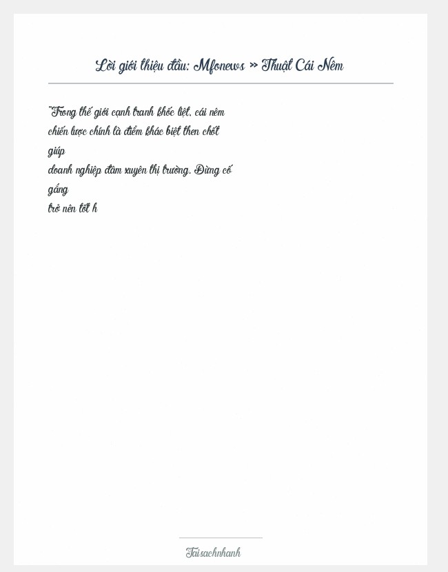 Trích đoạn Mfonews » Thuật Cái Nêm