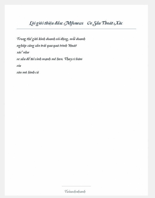 Trích đoạn Mfonews » Ve Sầu Thoát Xác