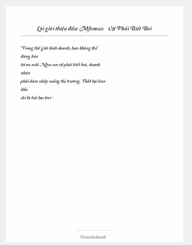 Trích đoạn Mfonews » Vịt Phải Biết Bơi