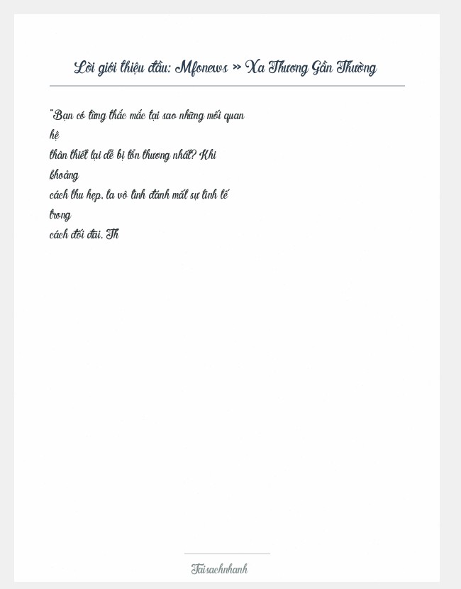 Trích đoạn Mfonews » Xa Thương Gần Thường