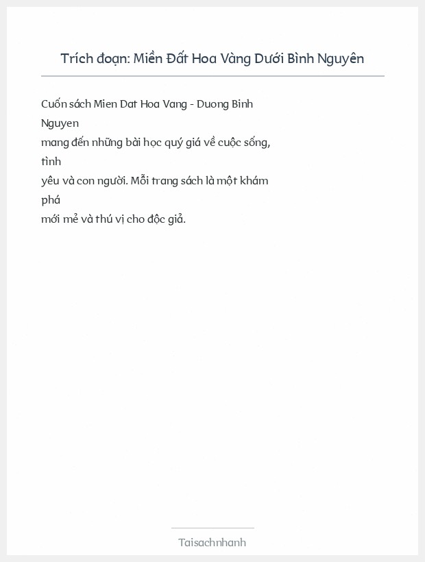 Trích đoạn Miền Đất Hoa Vàng Dưới Bình Nguyên
