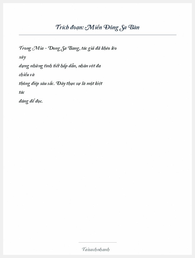 Trích đoạn Miền Đông Sa Bàn