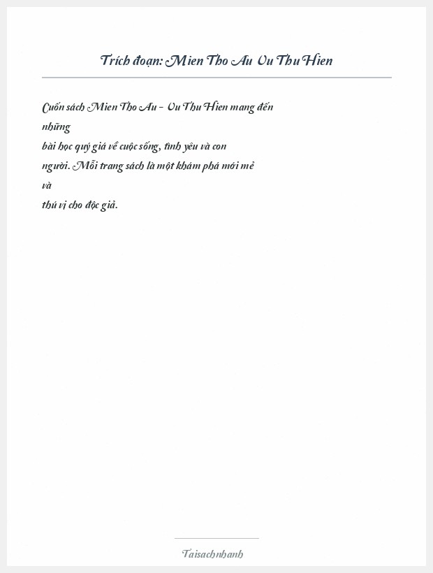 Trích đoạn Mien Tho Au Vu Thu Hien