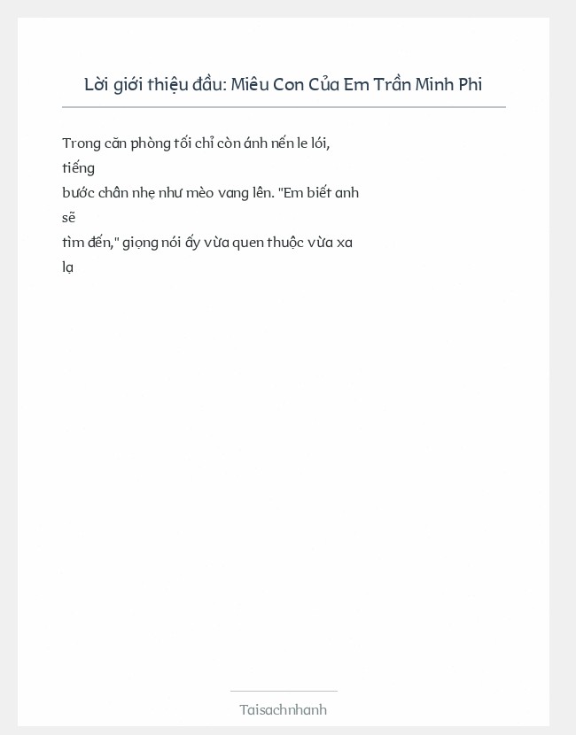 Trích đoạn Miêu Con Của Em Trần Minh Phi