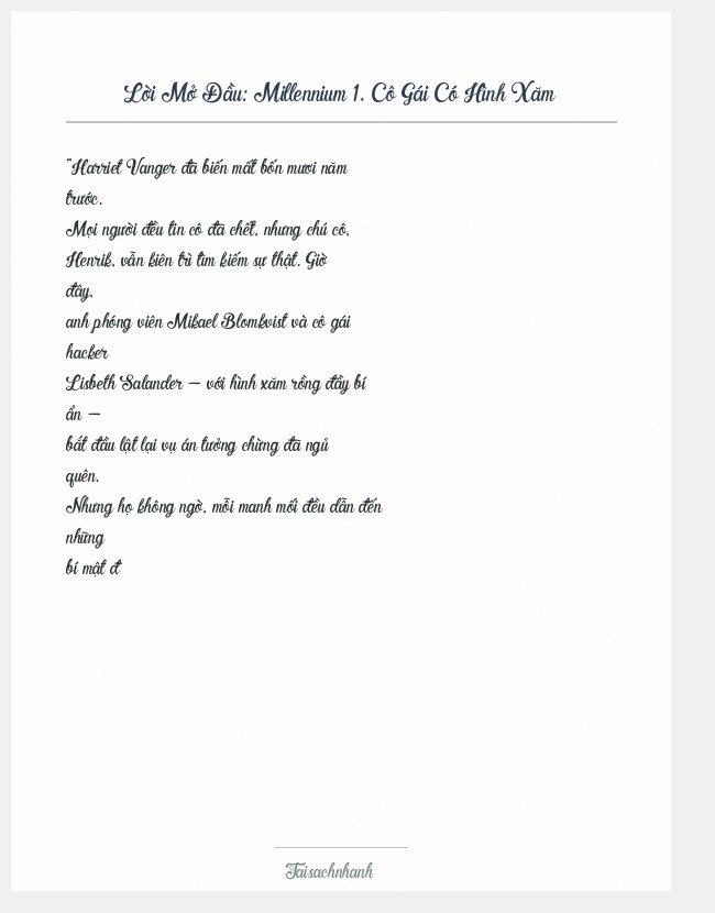 Trích đoạn Millennium 1. Cô Gái Có Hình Xăm
