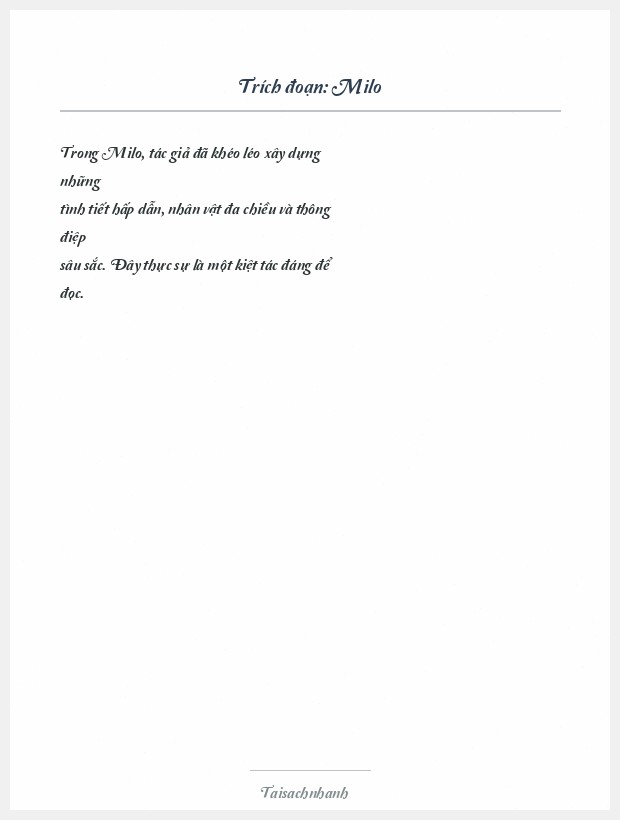 Trích đoạn Milo