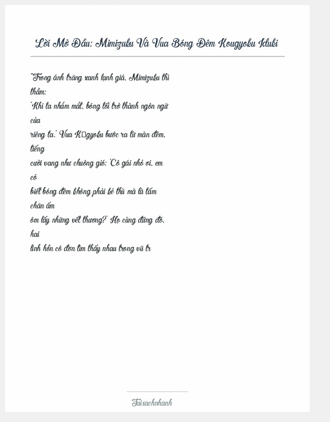 Trích đoạn Mimizuku Và Vua Bóng Đêm Kougyoku Iduki