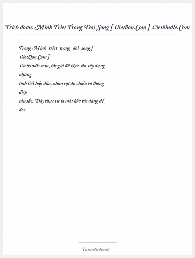 Trích đoạn Minh Triet Trong Doi Song [ Vietlion.Com ] Vietkindle.Com