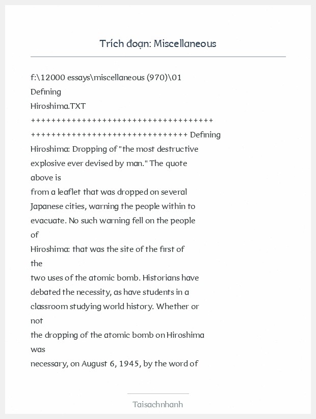 Trích đoạn Miscellaneous