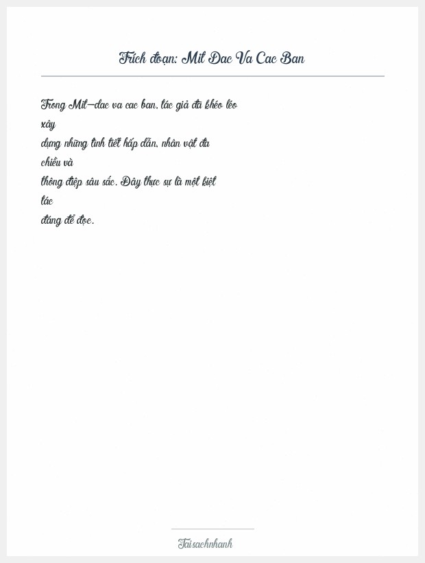 Trích đoạn Mit Dac Va Cac Ban