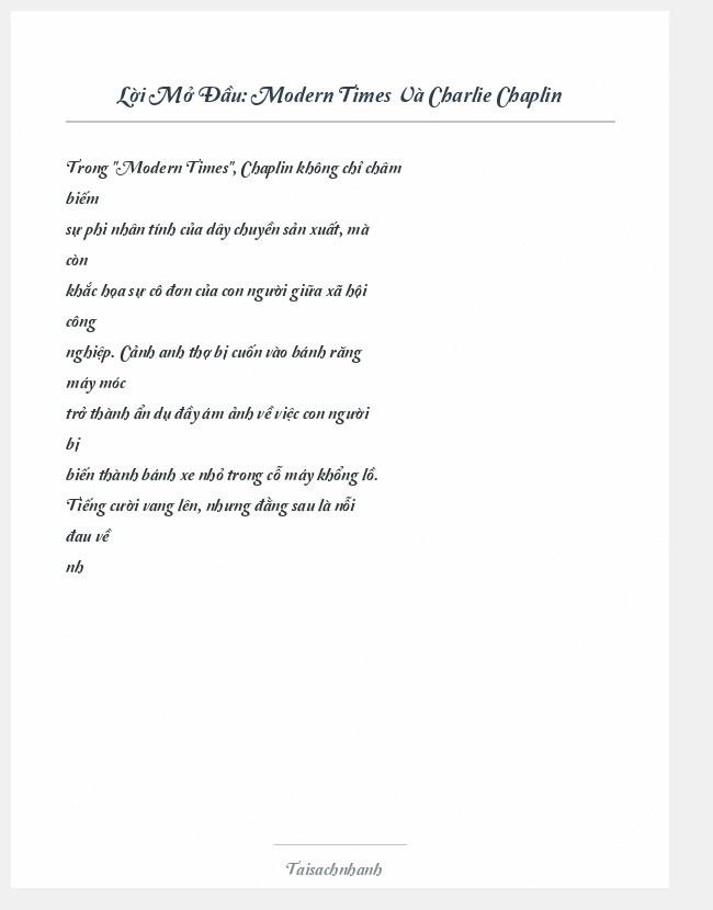 Trích đoạn Modern Times Và Charlie Chaplin
