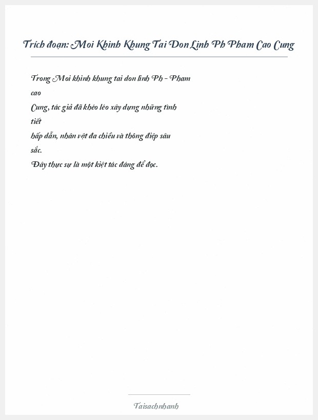Trích đoạn Moi Khinh Khung Tai Don Linh Ph Pham Cao Cung
