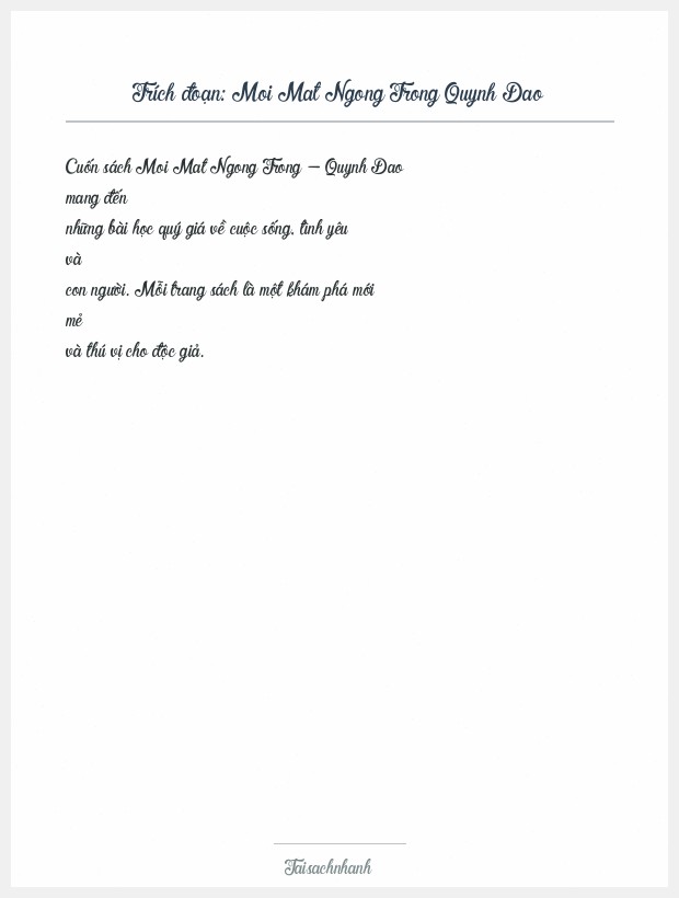 Trích đoạn Moi Mat Ngong Trong Quynh Dao