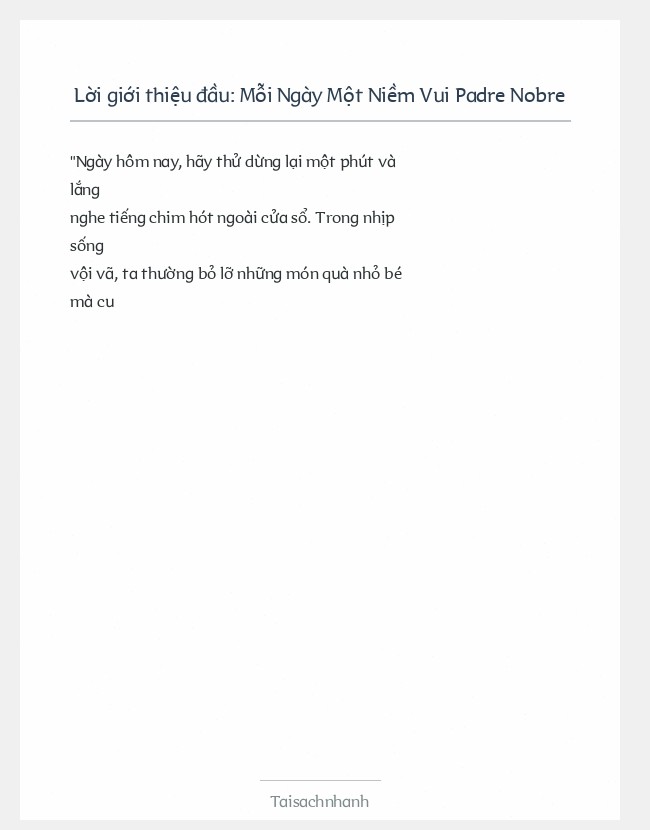 Trích đoạn Mỗi Ngày Một Niềm Vui Padre Nobre