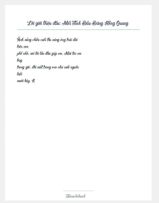 Trích đoạn Mối Tình Đầu Đáng Hồng Quang