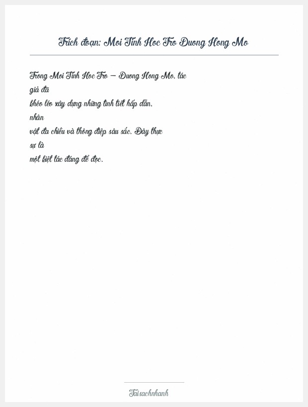 Trích đoạn Moi Tinh Hoc Tro Duong Hong Mo