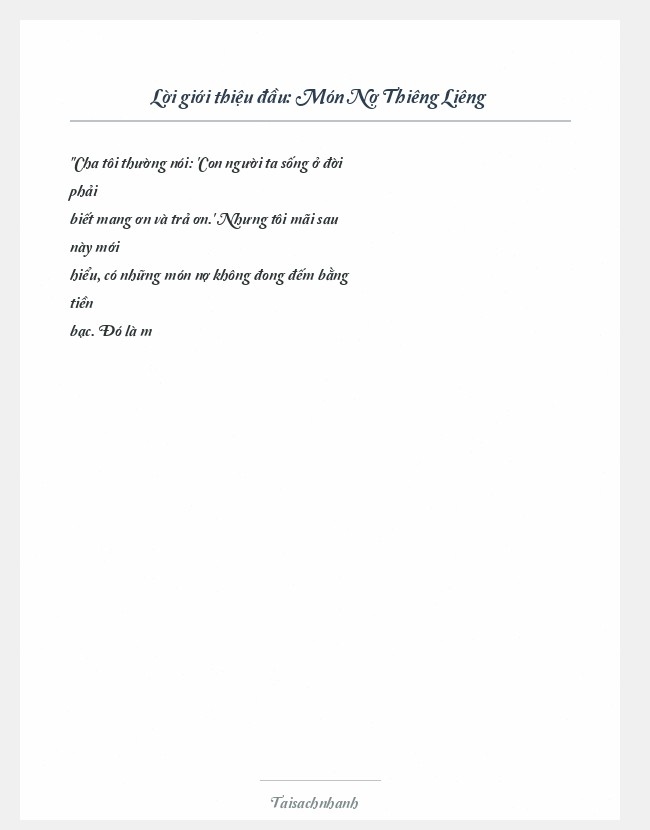 Trích đoạn Món Nợ Thiêng Liêng