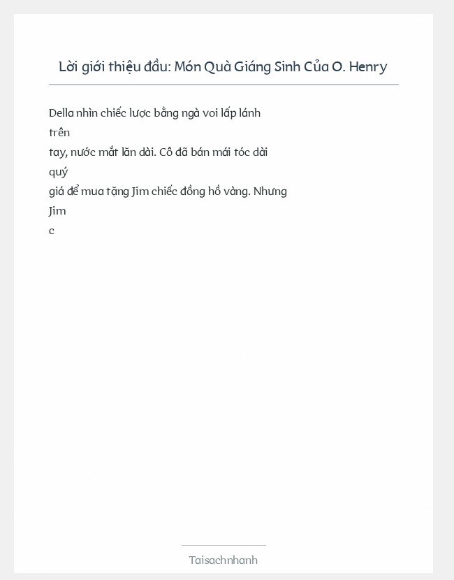 Trích đoạn Món Quà Giáng Sinh Của O. Henry