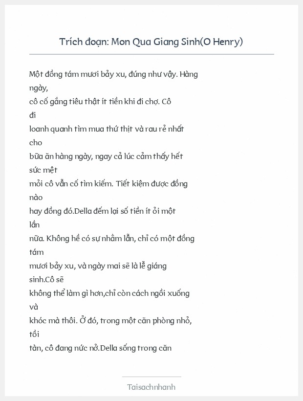 Trích đoạn Mon Qua Giang Sinh(O Henry)