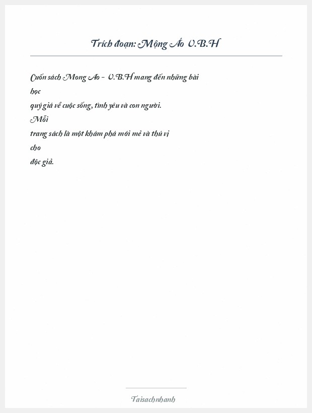 Trích đoạn Mộng Áo V.B.H