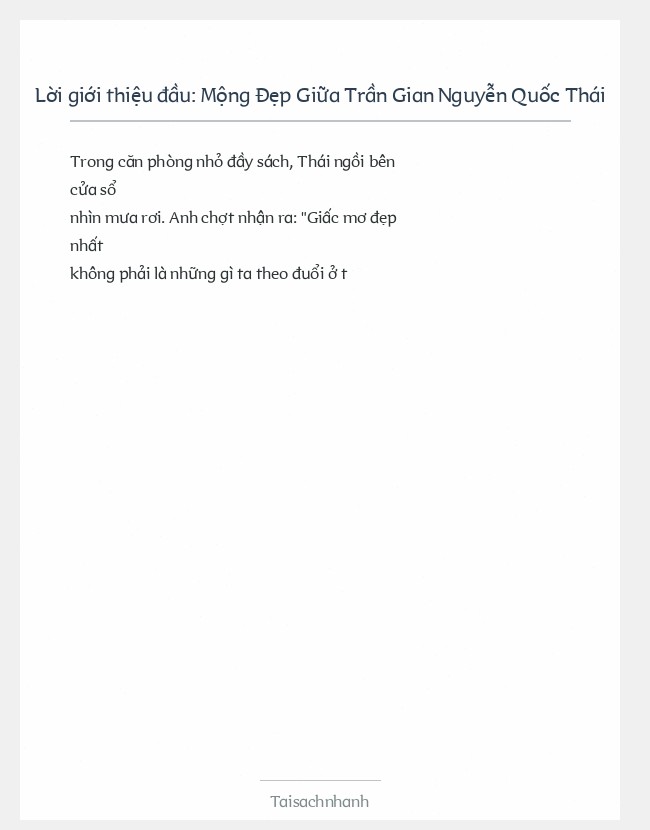 Trích đoạn Mộng Đẹp Giữa Trần Gian Nguyễn Quốc Thái