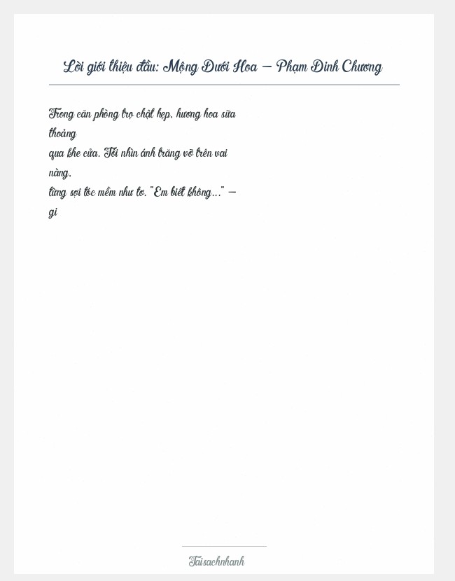 Trích đoạn Mộng Dưới Hoa - Phạm Dinh Chương