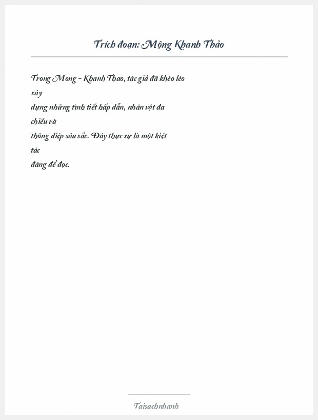 Trích đoạn Mộng Khanh Thảo