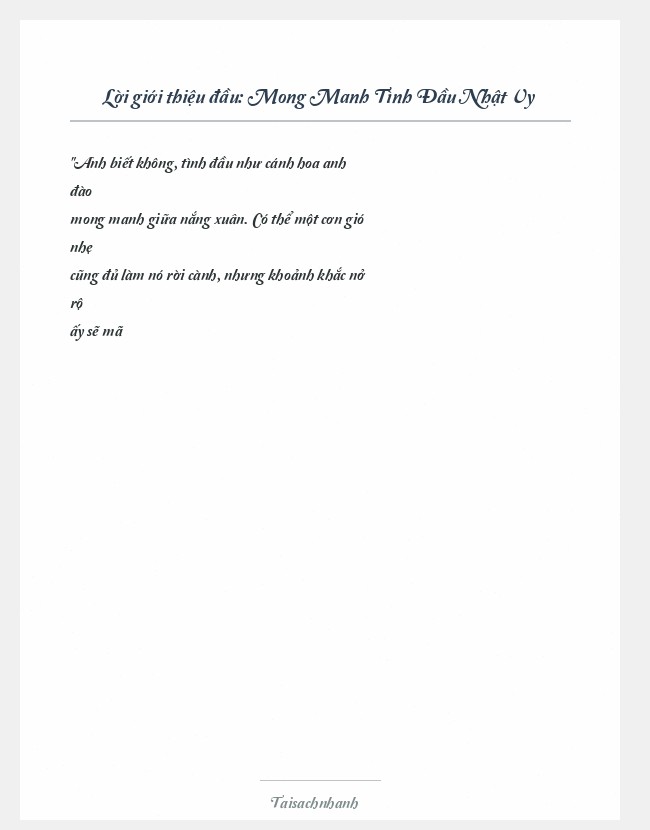 Trích đoạn Mong Manh Tình Đầu Nhật Vy